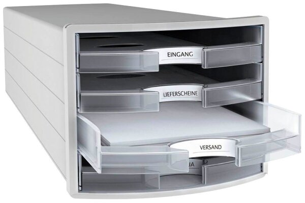 HAN Schubladenbox Impuls  transparent 1013-63D, DIN A4 mit 4 Schubladen, 1 St.