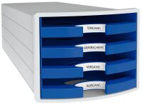 HAN Schubladenbox Impuls  blau 1013-14D, DIN A4 mit 4...