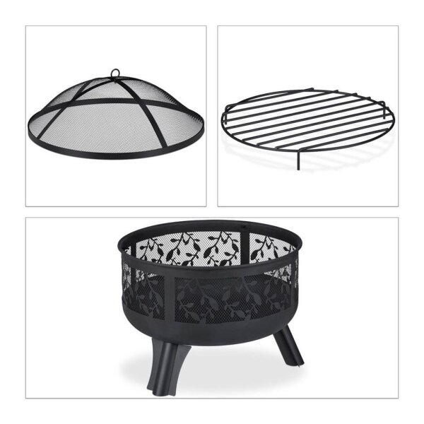 relaxdays Feuerschale schwarz 60,0 cm