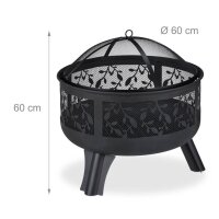 relaxdays Feuerschale schwarz 60,0 cm