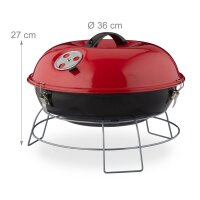 relaxdays Holzkohlegrill 36,0 x 36,0 x 27,0 cm, 1 St.