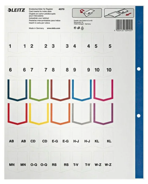LEITZ Ordnerregister DIN A4 Vollformat, Überbreite...