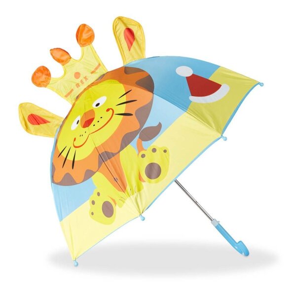 relaxdays Kinder-Regenschirm Löwe blau, 1 St.