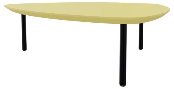 fm TRESTA Beistelltisch dreieckig abgerundet MDF-Platte ginstergelb 98,0 x 91,0 x 31,0 cm, 1 St.