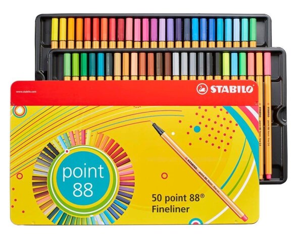 STABILO point 88 Fineliner farbsortiert 0,4 mm, 50 St.