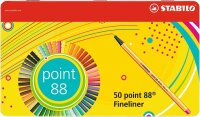 STABILO point 88 Fineliner farbsortiert 0,4 mm, 50 St.