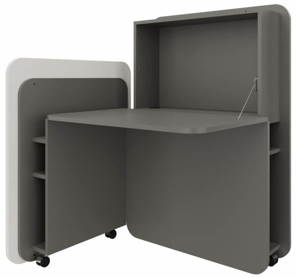 fm FLATup  Sekretär basalt/diamantweiß rechteckig, schwarz 107,0 x 41,5 - 91,0 cm