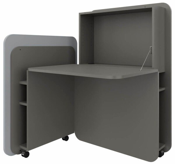 fm FLATup  Sekretär basalt/hellblau rechteckig, schwarz 107,0 x 41,5 - 91,0 cm