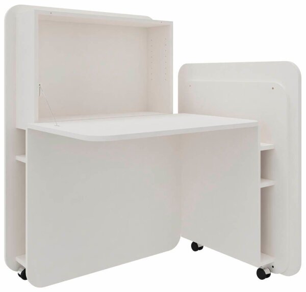 fm FLATup  Sekretär diamantweiß/ diamantweiß rechteckig, weiß 107,0 x 41,5 - 91,0 cm