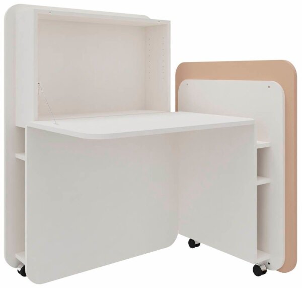 fm FLATup  Sekretär diamantweiß/ sandfarben rechteckig, weiß 107,0 x 41,5 - 91,0 cm