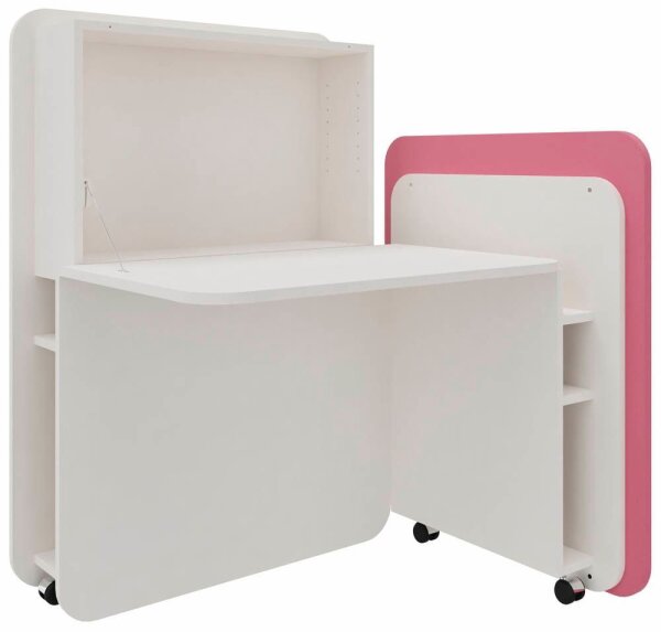 fm FLATup  Sekretär diamantweiß/ rose rechteckig, weiß 107,0 x 41,5 - 91,0 cm
