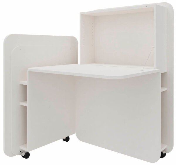 fm FLATup  Sekretär diamantweiß/ diamantweiß rechteckig, weiß 107,0 x 41,5 - 91,0 cm