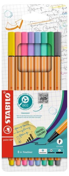 STABILO Point 88 Fineliner farbsortiert 0,4 mm, 8 St.
