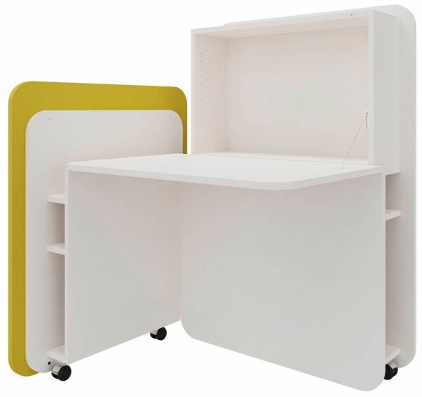 fm FLATup  Sekretär diamantweiß/ gelb rechteckig, weiß 107,0 x 41,5 - 91,0 cm