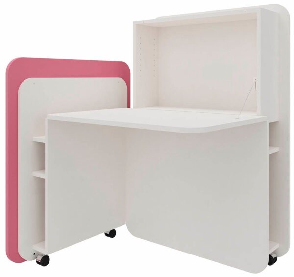 fm FLATup  Sekretär diamantweiß/ rose rechteckig, weiß 107,0 x 41,5 - 91,0 cm