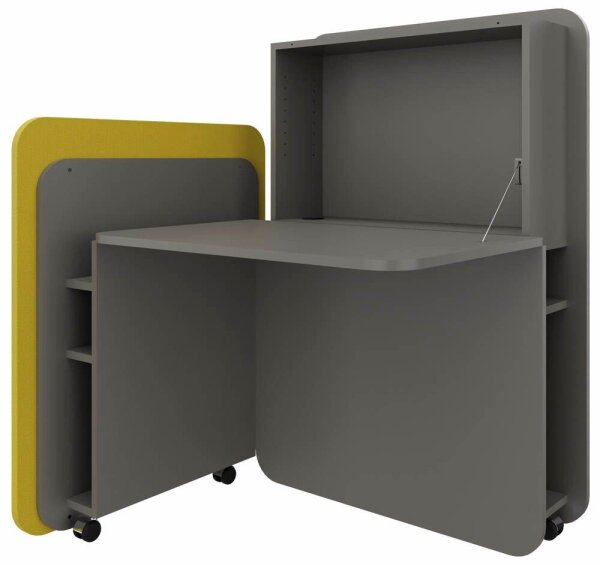 fm FLATup  Sekretär basalt/gelb rechteckig, schwarz 107,0 x 41,5 - 91,0 cm
