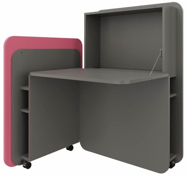 fm FLATup  Sekretär basalt/rose rechteckig, schwarz 107,0 x 41,5 - 91,0 cm