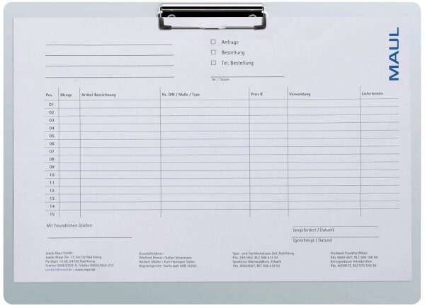 MAUL Klemmbrett 2353208 DIN A3 quer silber Aluminium, 1 St.