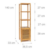 relaxdays Badregal braun 36,5 x 33,0 x 140,0 cm