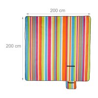 relaxdays Picknickdecke isoliert mehrfarbig 200,0 x 200,0 cm  ( 10025983_0 )