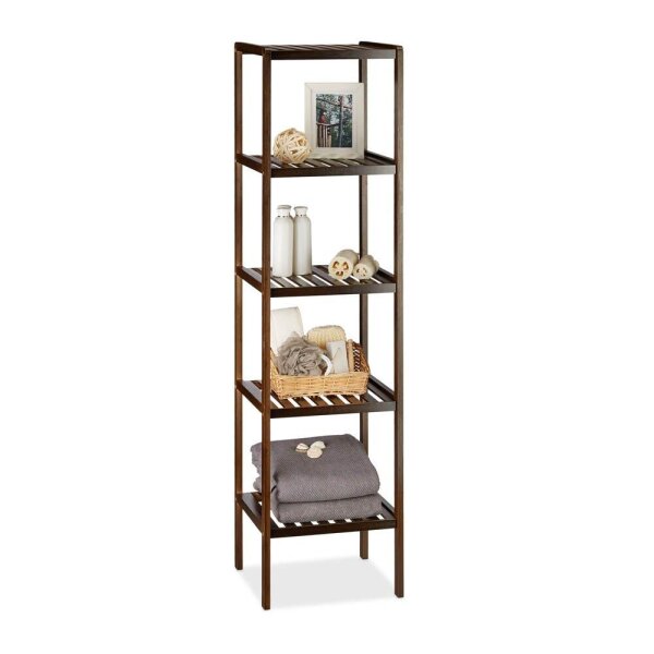 relaxdays Badregal dunkelbraun 34,5 x 33,0 x 139,5 cm