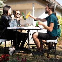relaxdays Bierzeltgarnitur, schwarz Kunststoff, Metall, 3-teilig