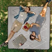 relaxdays Picknickdecke isoliert grau/weiß 200,0 x 200,0 cm, 1 St.