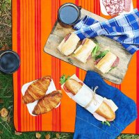 relaxdays Picknickdecke isoliert orange/rot 200,0 x 200,0 cm, 1 St.