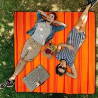relaxdays Picknickdecke isoliert orange/rot 200,0 x 200,0 cm, 1 St.