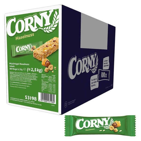 CORNY Classic Haselnuss Müsliriegel 100 Riegel, 100 St.