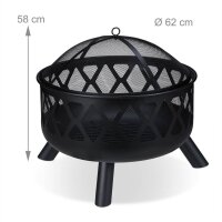 relaxdays Feuerkorb schwarz 62,0 cm