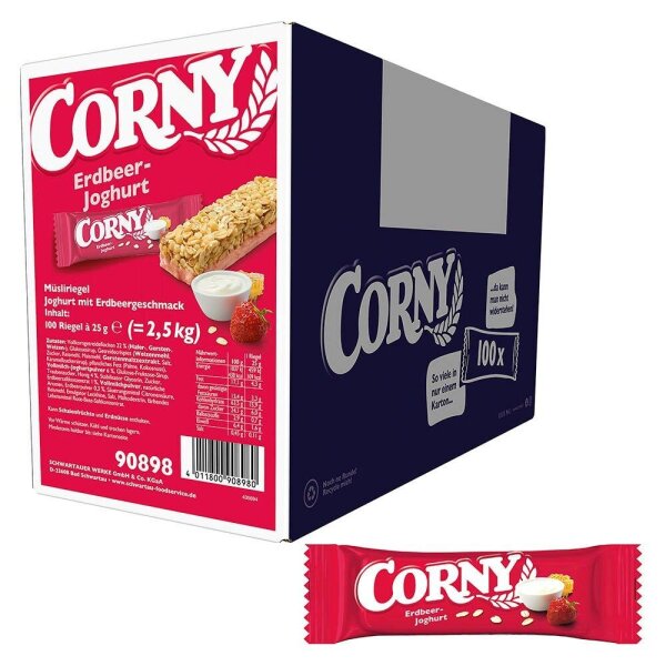CORNY Classic Erdbeer-Joghurt Müsliriegel 100 Riegel, 100 St.