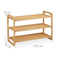 relaxdays Schuhregal braun 75,5 x 33,0 x 50,0 cm, 1 St.