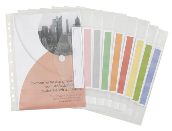 FolderSys Dokumententaschen Index DIN A4 transparent genarbt 0,20 mm, 10 St.