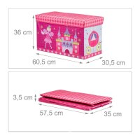 relaxdays Sitztruhe 10025726_765 Prinzessin Stoff 60,5 cm
