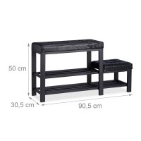 relaxdays Schuhbank 10023312_46 schwarz Metall 90,5 cm