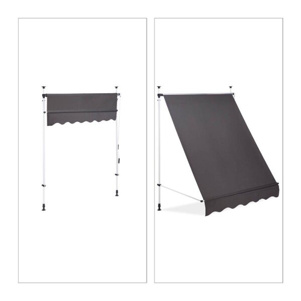 relaxdays Klemmmarkise grau 150,0 x 120,0 cm  ( 10023701_773 )