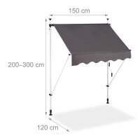 relaxdays Klemmmarkise grau 150,0 x 120,0 cm  ( 10023701_773 )