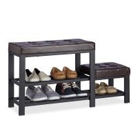 relaxdays Schuhbank 10023312_93 schwarz, braun Metall...