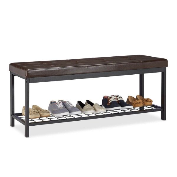 relaxdays Schuhbank 10023311_93 schwarz, braun Metall 115,0 cm
