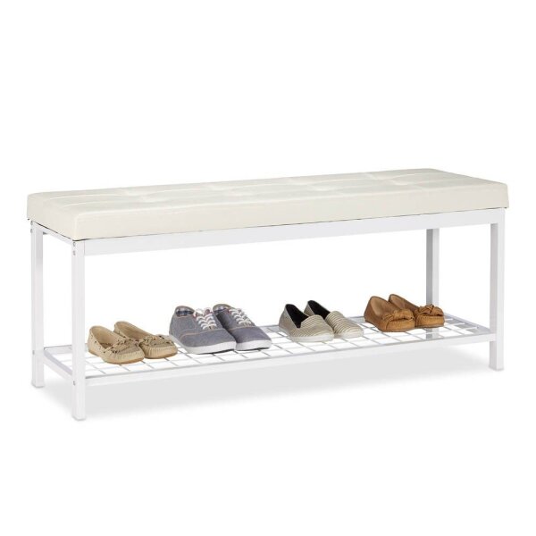 relaxdays Schuhbank 10023311_49 weiß Metall 115,0 cm
