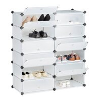 relaxdays Schuhschrank, 10021979_50 transparent 12 Fachböden 94,0 x 37,0 x 108,0 cm