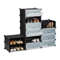 relaxdays Schuhschrank, 10021979_46 schwarz, transparent 12 Fachböden 94,0 x 37,0 x 108,0 cm