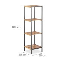relaxdays Beistellregal braun/schwarz 30,0 x 30,0 x 104,0 cm, 1 St.