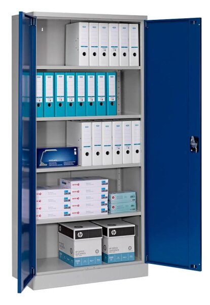 Gürkan Stahlschrank 108850 lichtgrau, enzianblau 4 Fachböden 92,0 x 42,0 x 195,0 cm, zerlegt, 1 St.