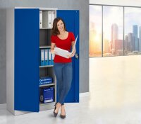 Gürkan Stahlschrank 108850 lichtgrau, enzianblau 4 Fachböden 92,0 x 42,0 x 195,0 cm, zerlegt, 1 St.