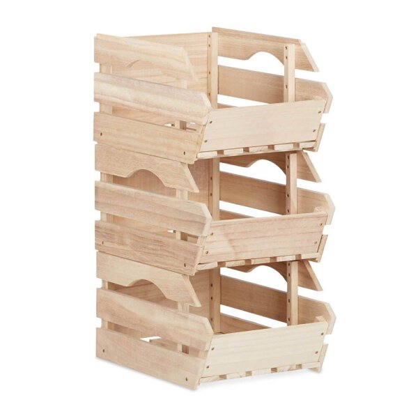 relaxdays Stapelkisten Holz braun 27,5 x 38,0 x 20,0 cm, 3 St.