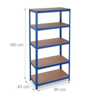 relaxdays Schwerlastregal 10026748_0 blau 90,0 x 45,0 x 180,0 cm