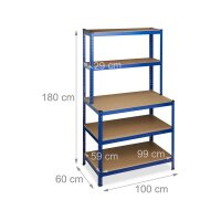 relaxdays Schwerlastregal 10026757_0 blau 100,0 x 60,0 x 180,0 cm