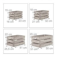 relaxdays Shabby Holzkisten-Set grau, 1 Set